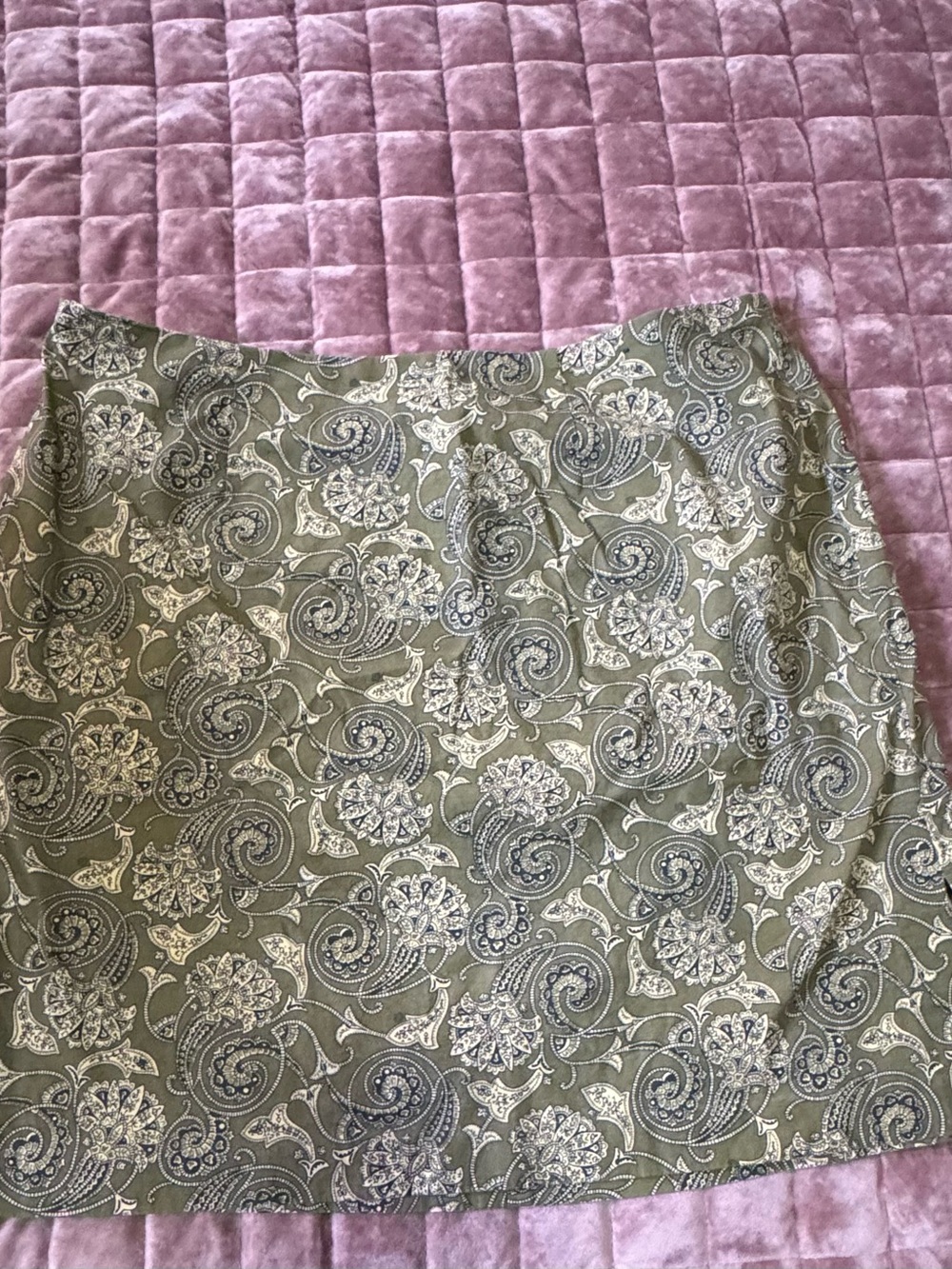 Venezia Jeans Olive Paisley Cotton Stretch Skirt Plus Size 18 Y2K